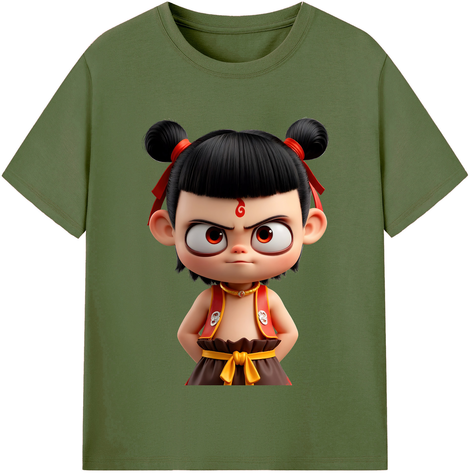 （画像用） Ne Zha 2 ナタ 魔童の大暴れ 綿100％半袖Tシャツ（フロントプリント）